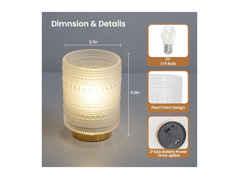 Cordless LED Battery Operated Table Lamp For Living Room Office Bedside White image number 1