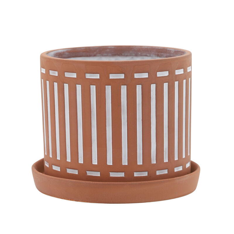 Terracotta Planters with Saucer, Orange Set