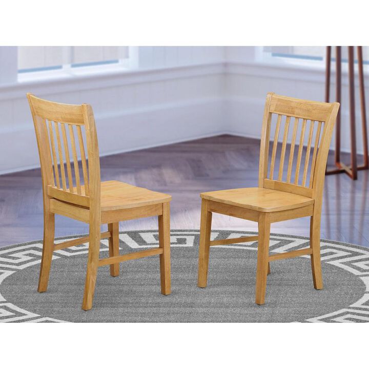 Norfolk Dining chair with Wood Seat -Oak Finish., Set of 2