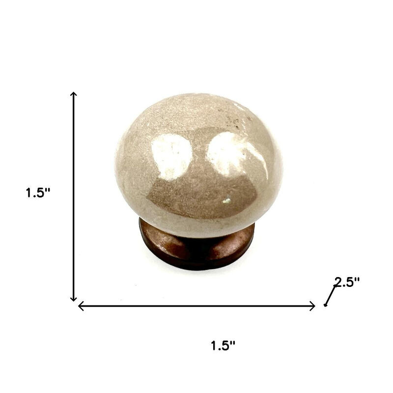 HomeRoots Set of Six Tan Mushroom Knob Ceramic Drawer Pull Knobs image number 5