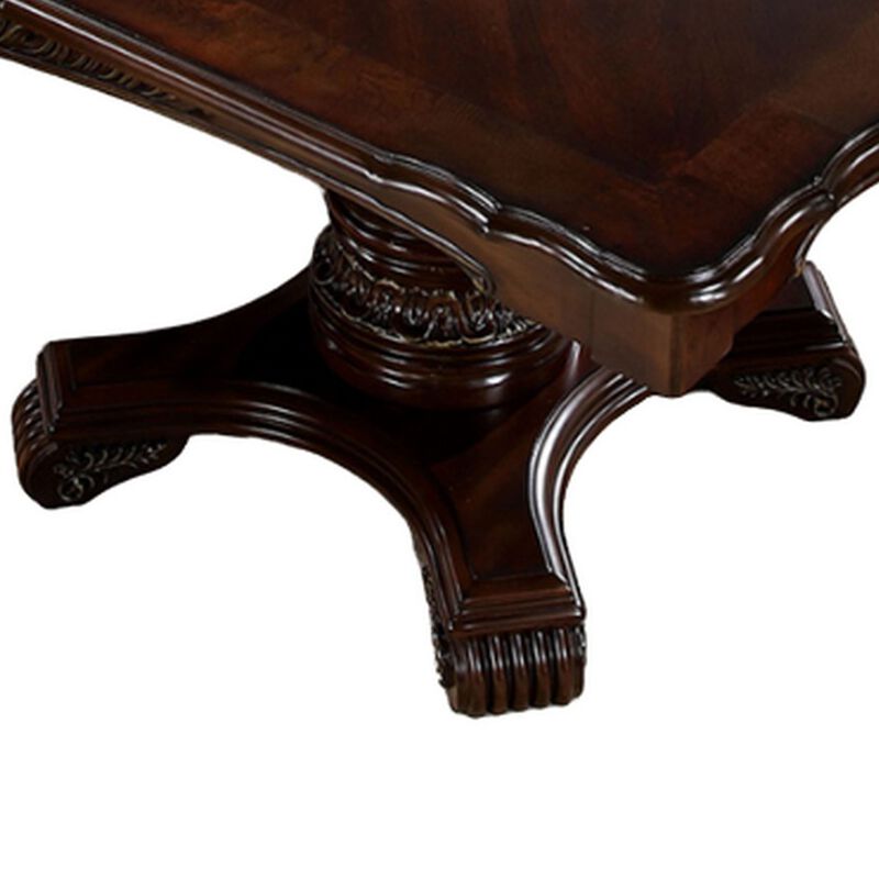 Zenie Dining Table, Extension Leaf, 77-95 Inch, Cherry Brown Solid Wood image number 3