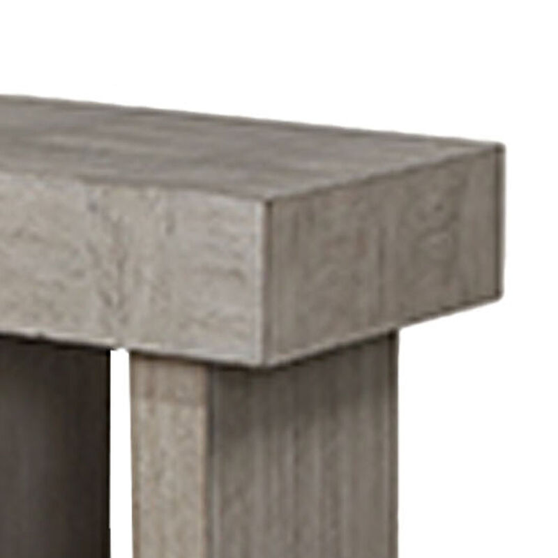 Lezy Side End Table, 22 Inch, Gray Oak Wood Top, Double Pedestal Base image number 2