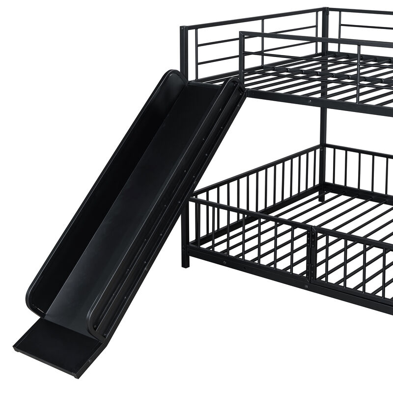 Merax Metal Bunk Bed with Slide and Guardrails