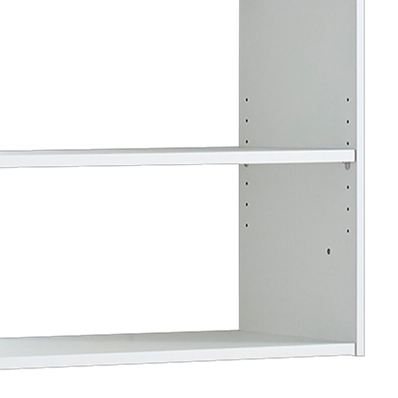Vedz Wall Mount Adjustable Shelf, 4 Open Shelves, White Melamine