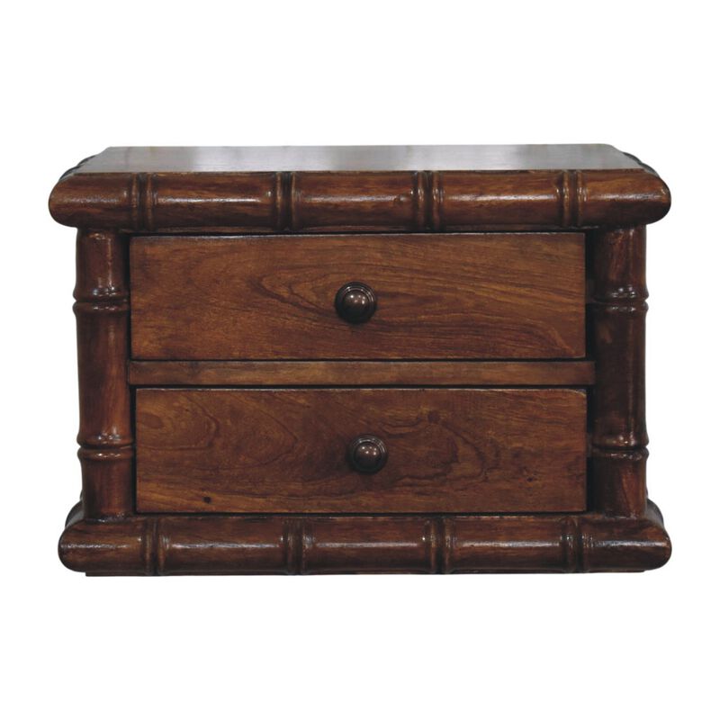 Artisan Furniture Solid Wood Bamboo Two Drawer Wall-Mounted Bedside , Brown image number 0