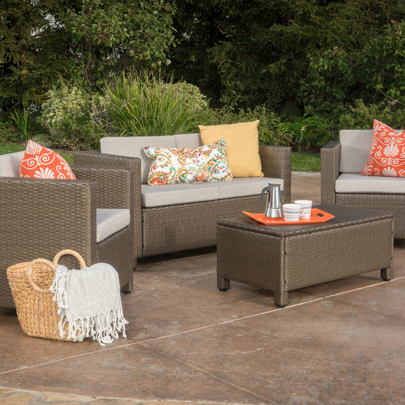 Merax 4 Pieces Outdoor Rattan  Sofa Set