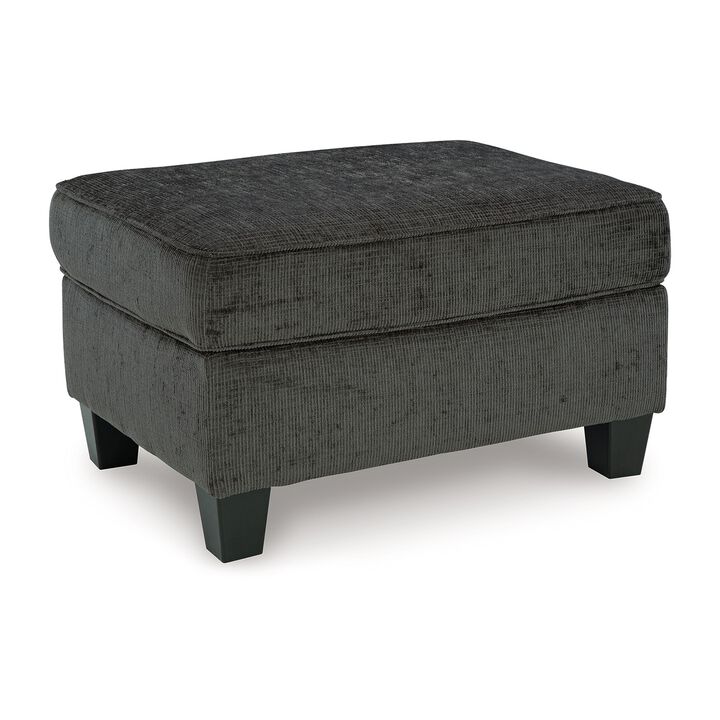 Erin Ottoman with Corner Block Frame, 33 Inch Dark Gray Polyester - Benzara