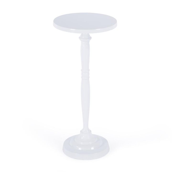 Butler Specialty Landon Outdoor Round Metal Pedestal Side Table, Ivory