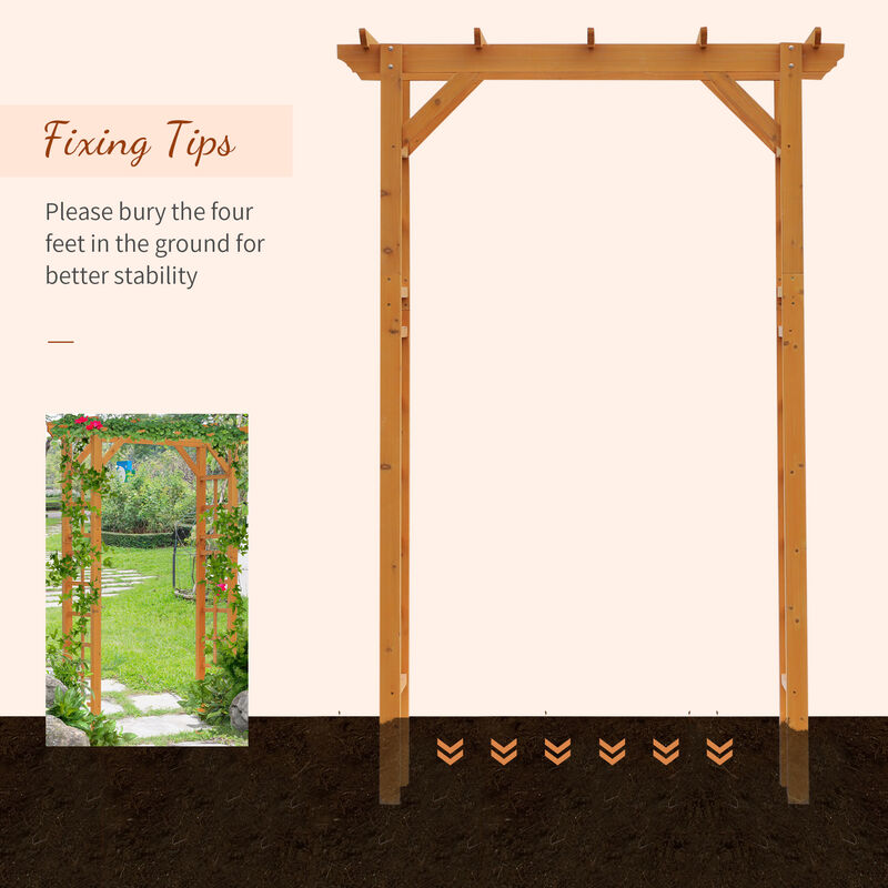 Outsunny 85" Wooden Garden Arbor for Wedding and Ceremony, Outdoor Garden Arch Trellis for Climbing Vines - Orange