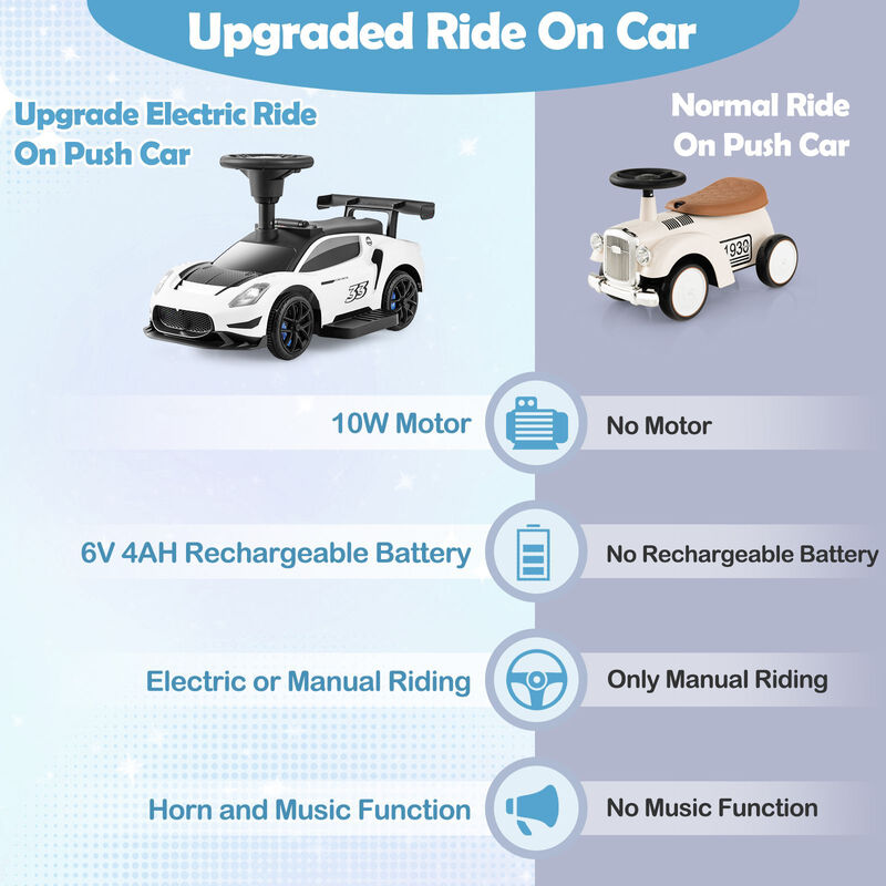 6V Battery Powered Kids Ride-On Push Car with Foot Pedal and Music image number 5