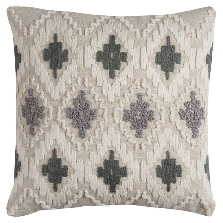 Homezia Gray Beige Classic Ikat Pattern Throw Pillow