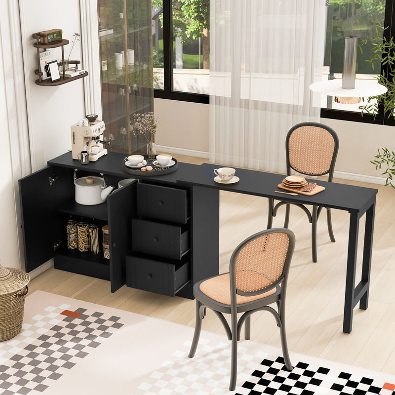 Wooden Sideboard with Extendable Table image number 2