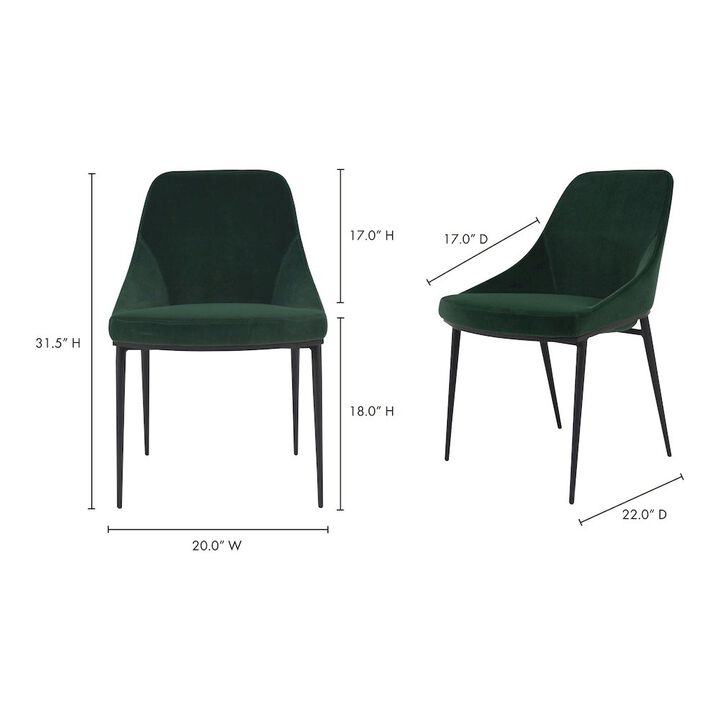 Belen Kox Sedona Dining Chair Green Velvet-Set Of Two