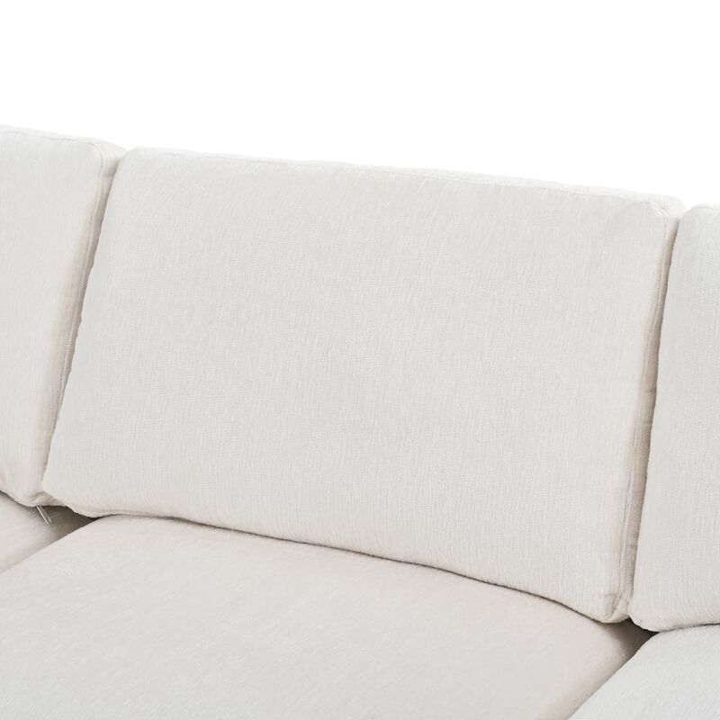 Chenille 3 seater sofa, U style deep seat couch with throw pillow, Contemporary living room sofa with solid wood frame image number 7
