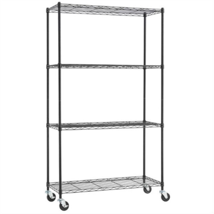 Heavy Duty Steel 4-Tier Shelving Unit with Locking Casters