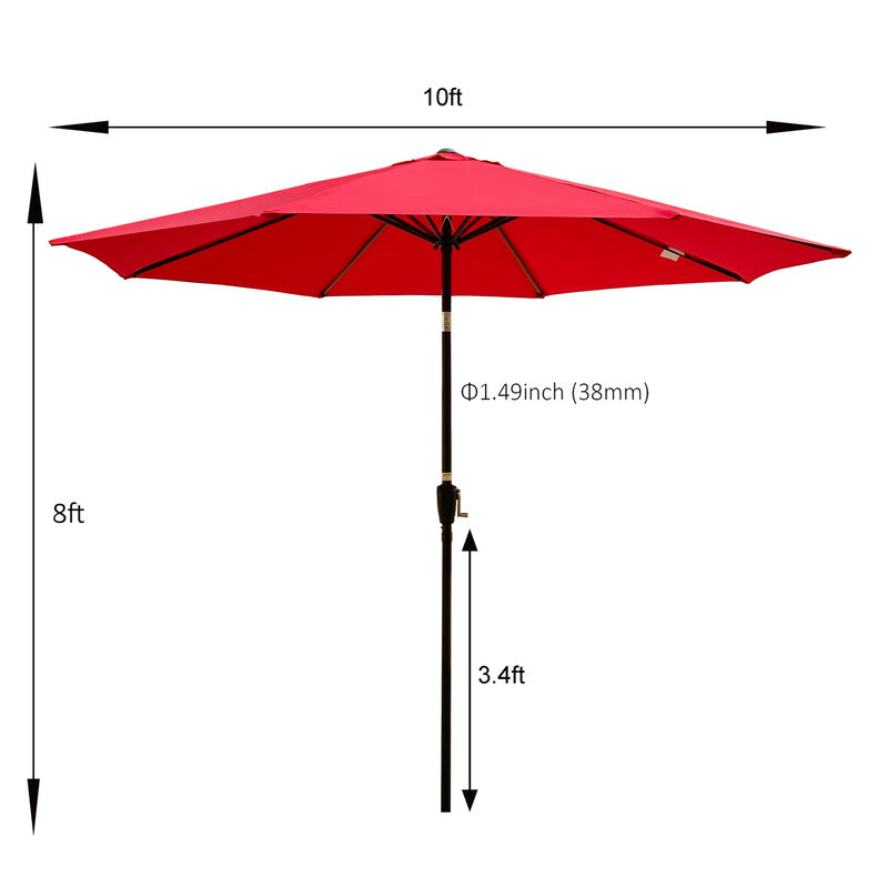 Streamdale 10FT Outdoor Patio Umbrella, Red, Tilt, Crank image number 3