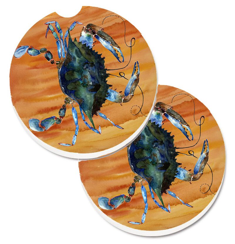 Caroline's Treasures Crab Set of 2 Cup Holder Car Coasters 8143CARC, 2.56, Multicolor image number 0