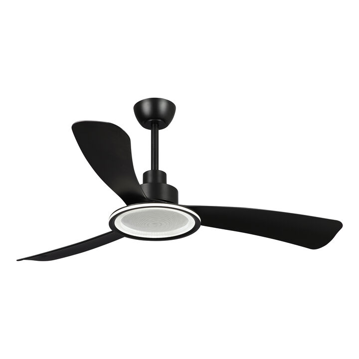 52 in. Matte Black Integrated LED Dimmable Ceiling Fan with Light and Remote