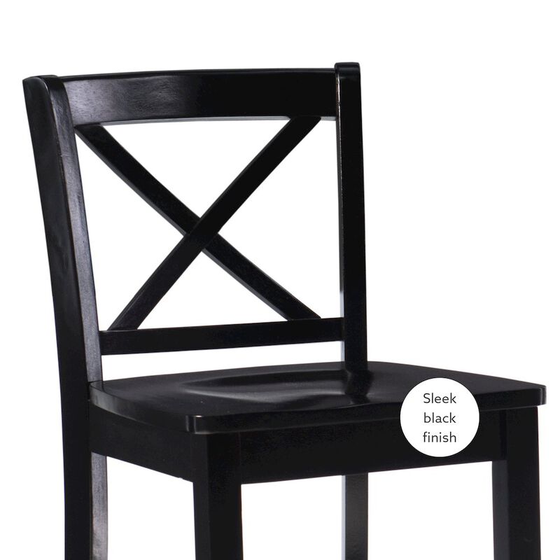 Linon Solid Wood X-Back Dining Chair with Ergonomic Seat, Bold Black Finish 24" image number 8
