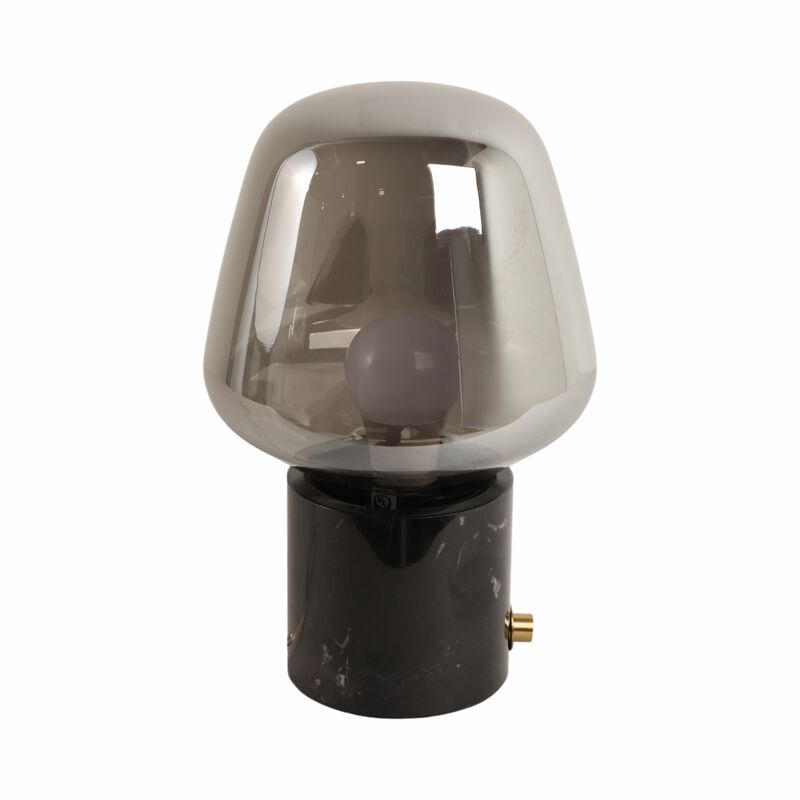 12x8" Glass Shade On Marble Base With Switch, Blac image number 3