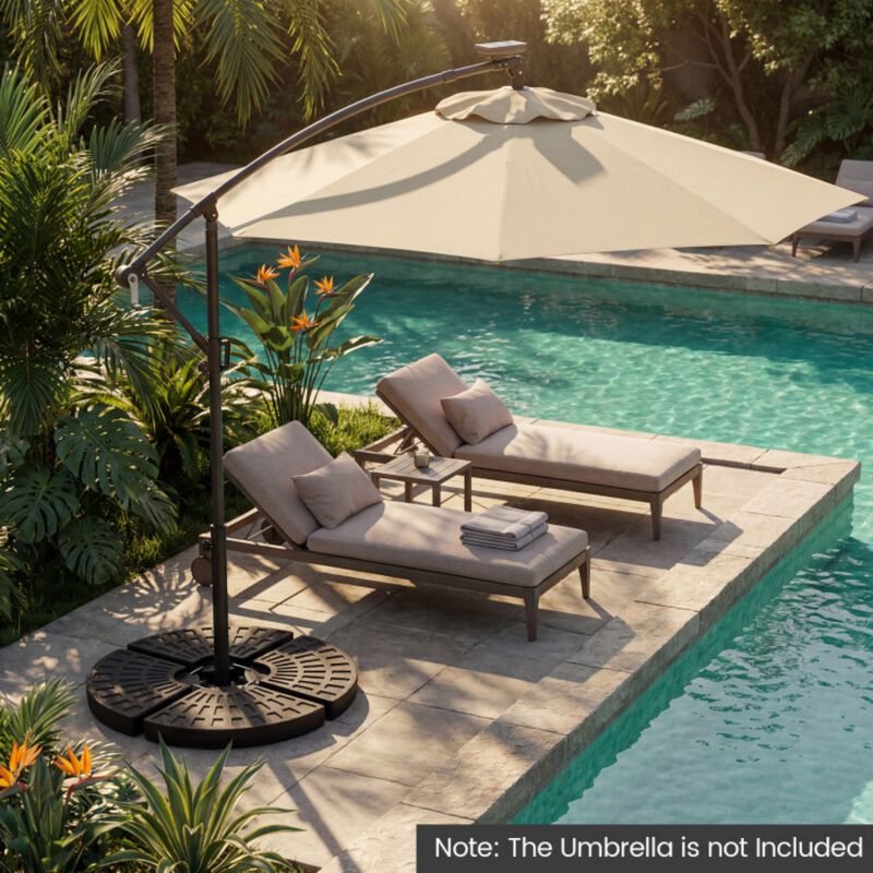 4-Piece Patio Market Umbrella Base 140 LBS Heavy-Duty with U-Locking Pins-Black image number 7