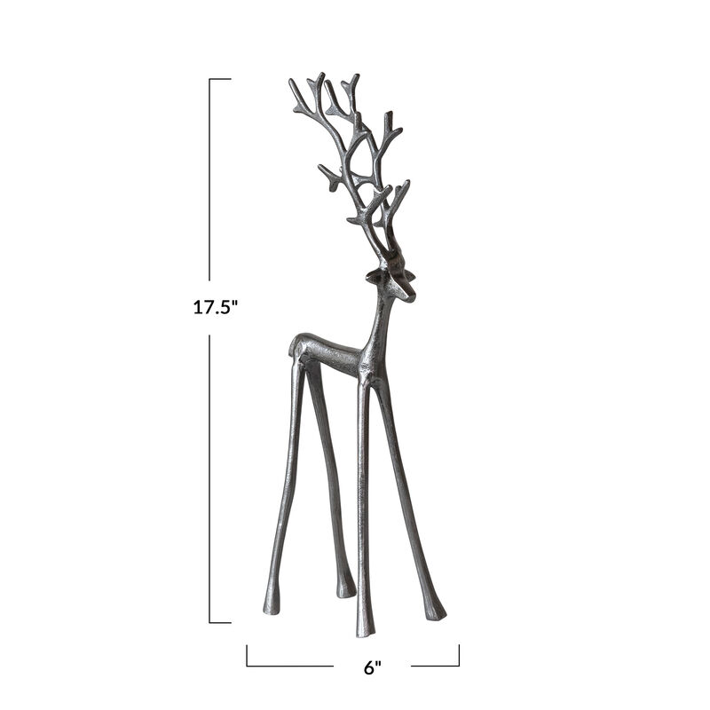 Thin Shaped Cast Aluminum Reindeer, Gunmetal Finish image number 1