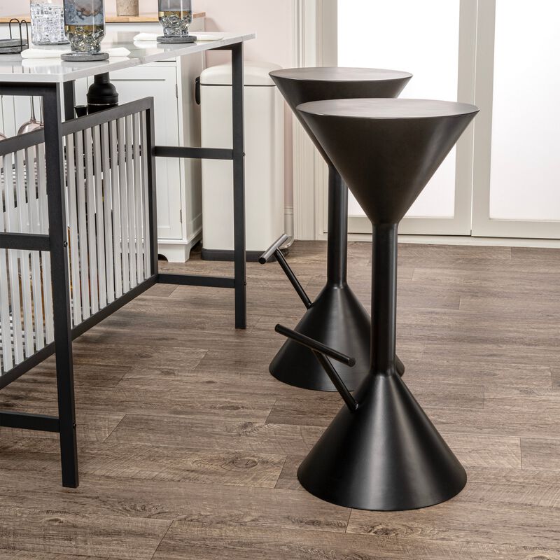 Chronos Modern Industrial Iron Hourglass Backless Bar Stool with Foot Rest