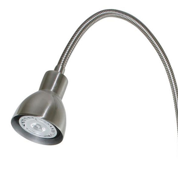 Metal Round Wall Reading Lamp with Plug In Switch, Silver-Benzara