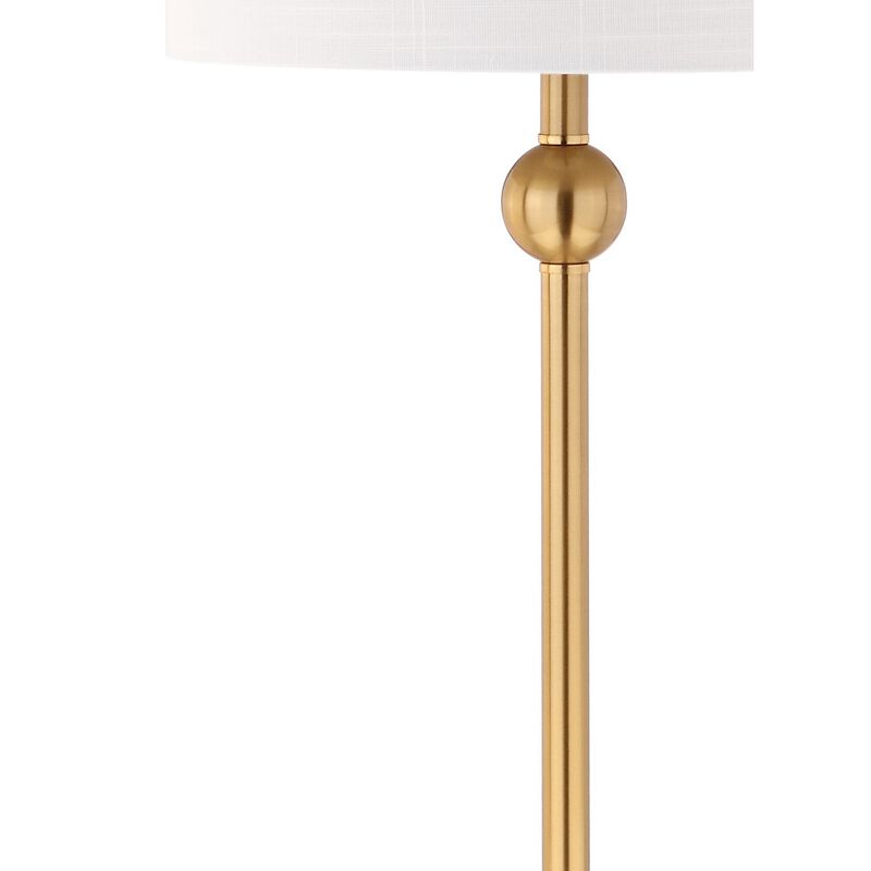 Hollis 34" Metal LED Table Lamp, Brass with Crystal Base (Set of 2)