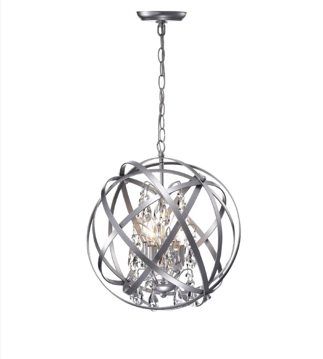 Chloe Benita Matte Silver 4-light Metal Crystal Orb Chandelier - Matte Silver