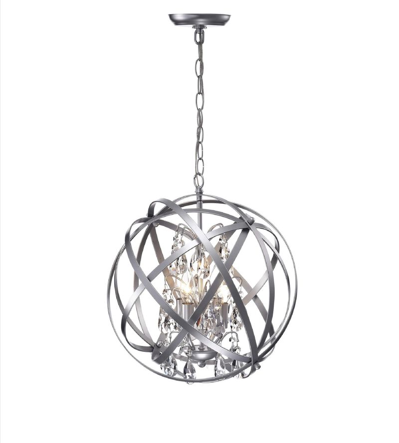 Chloe Benita Matte Silver 4-light Metal Crystal Orb Chandelier - Matte Silver image number 0