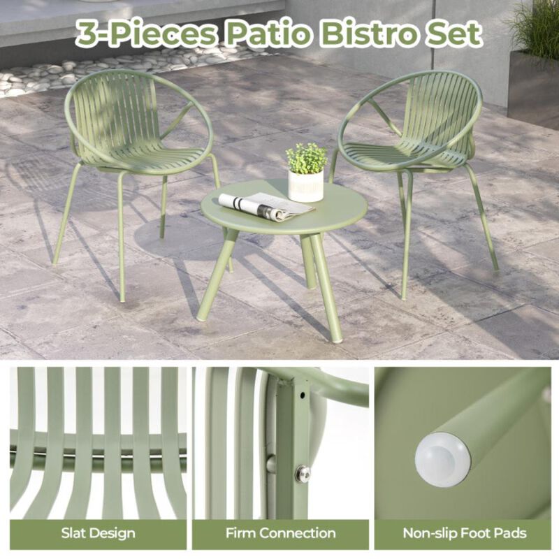 Hivvago All Weather PP Patio Conversation Set with Round Coffee table and 2 Chairs