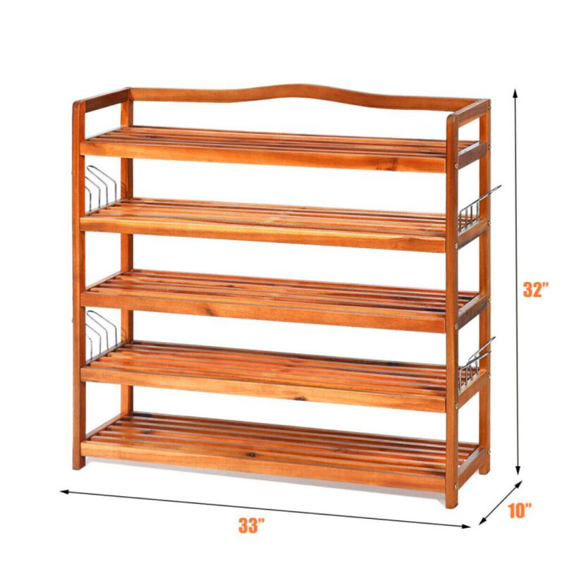 Hivvago 5-Tier Wood Large Shoe Rack Holds up 12-18 Pairs