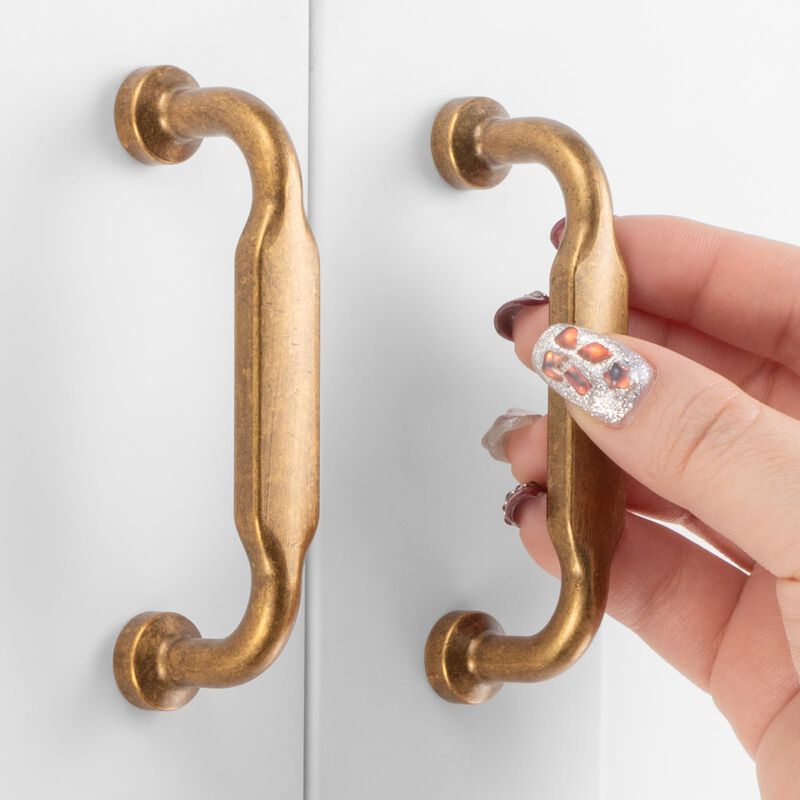 ASKANO 3 Inch Hole Centers, Antique Brass Footed Kitchen Cabinet Pull Handle ZP2302 | Pack of 10, Solid Hardware for Drawer, Dre