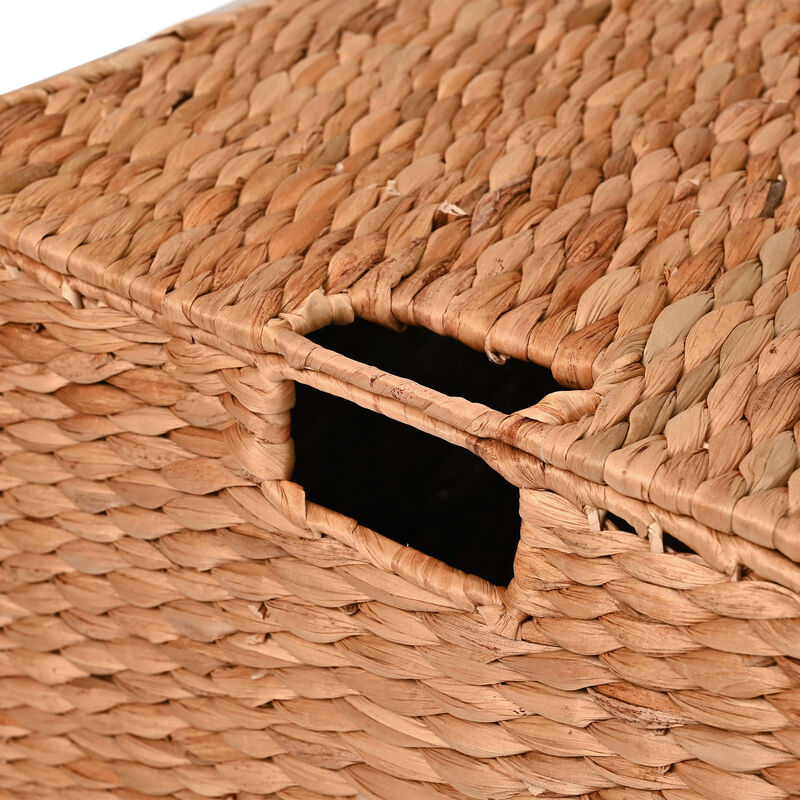 Brooks Classic Farmhouse Woven Hyacinth Rectangular Storage Baskets with Lids and Handles