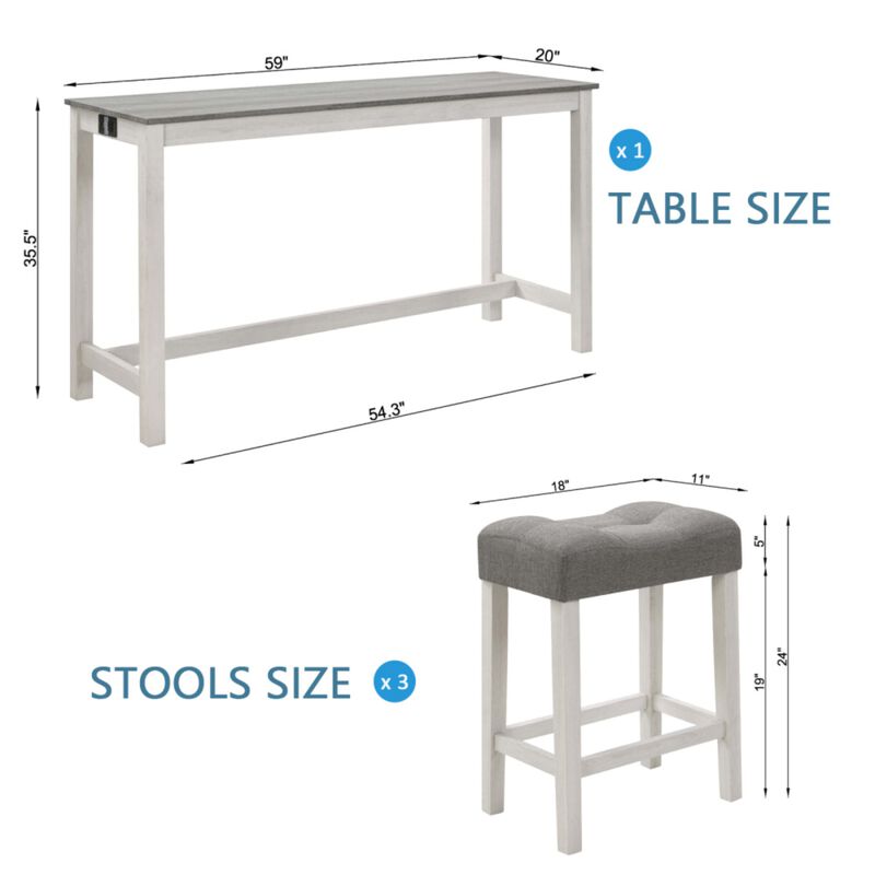 Kepfuf 4‑Piece Farmhouse Bar Table Set image number 9