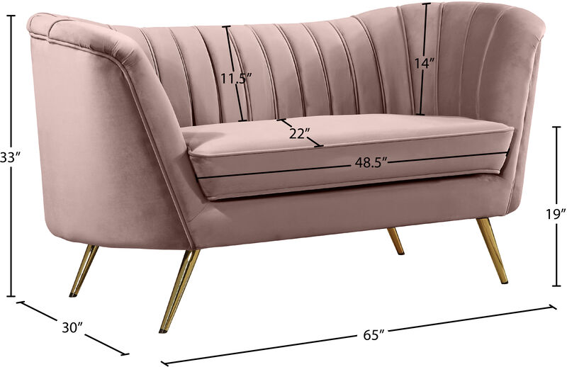 Meridian Furniture Margo Pink Velvet Loveseat image number 5