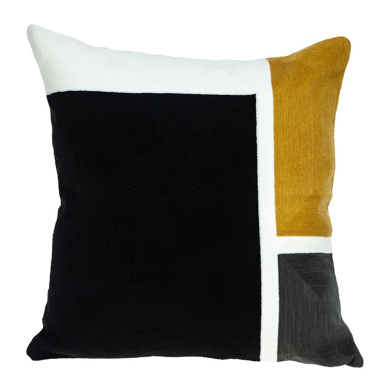 20" Black Contemporary Geometric Design Throw Pillow image number 0