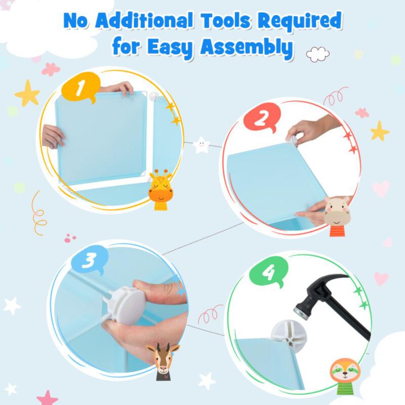 Hivvago 12 Cube Kids Wardrobe Closet with Hanging Section and Doors