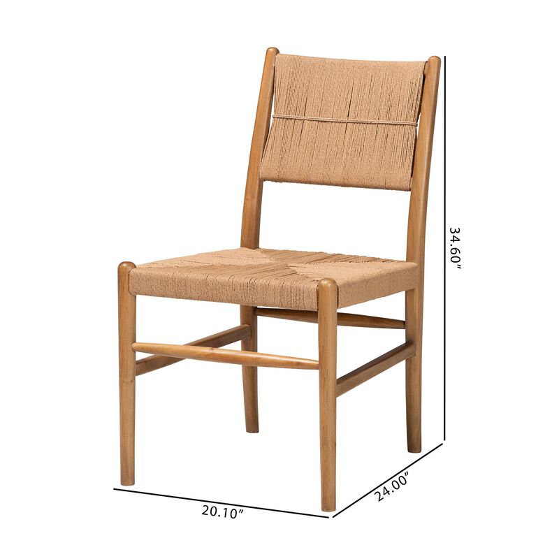 bali & pari Alva Paper Loom Woven 2-Piece Dining Chair Set - Handwoven Side Chair with Mahogany Wood Frame for Kitchen or Dining Room image number 7