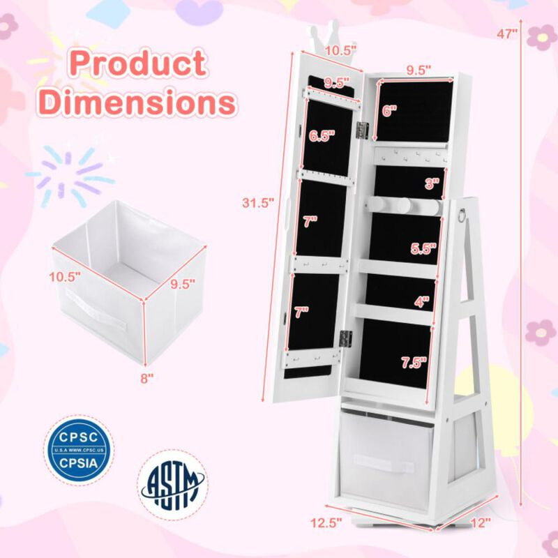Hivvago Kids Jewelry Armoire Cabinet with Large Storage Capacity and Swivel Base