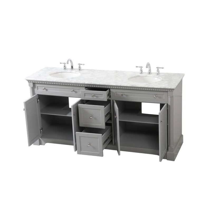 Elegant Kitchen and Bath 72 inch double bathroom vanity in Grey