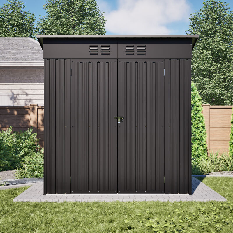 WOW PIONEER Durable All-Weather 6x4 ft Outdoor Storage Shed for Garden Backyard Lawn Multi-Purpose Storage for Tools Pet Supplies and More image number 9