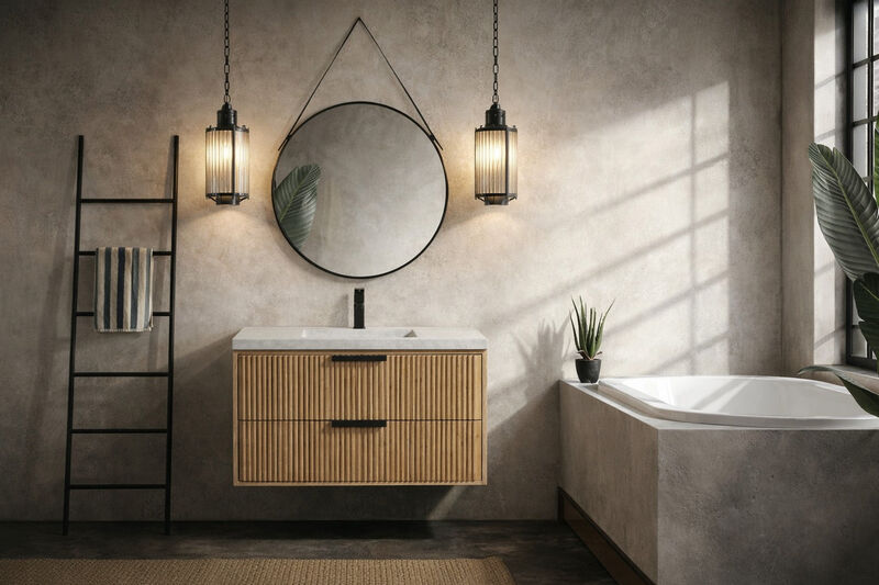 Diego 36" Floating Bathroom Vanity Weathered Fir image number 1
