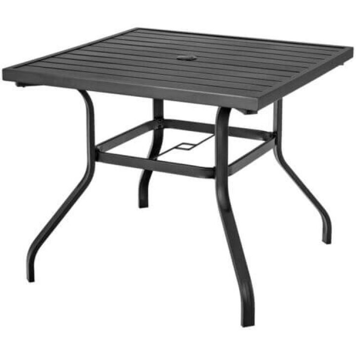 Hivvago 37 Inch Square Patio Dining Table with Umbrella Pole Hole