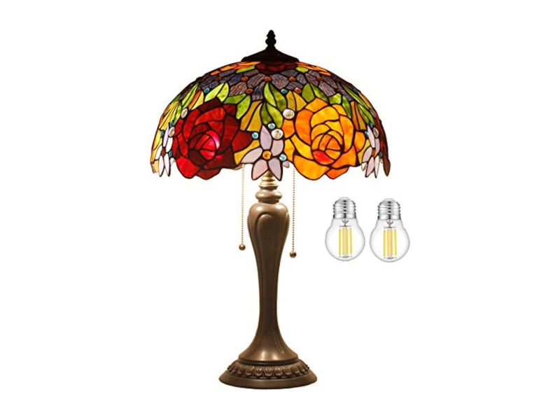 Tiffany Style Stained Glass Rose Table Lamp For Living Room Bedroom Home Office image number 0