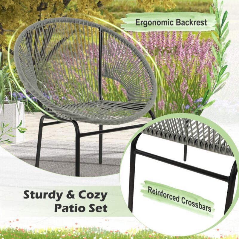Hivvago 3 Pieces Patio Acapulco Furniture Bistro Set with Glass Table