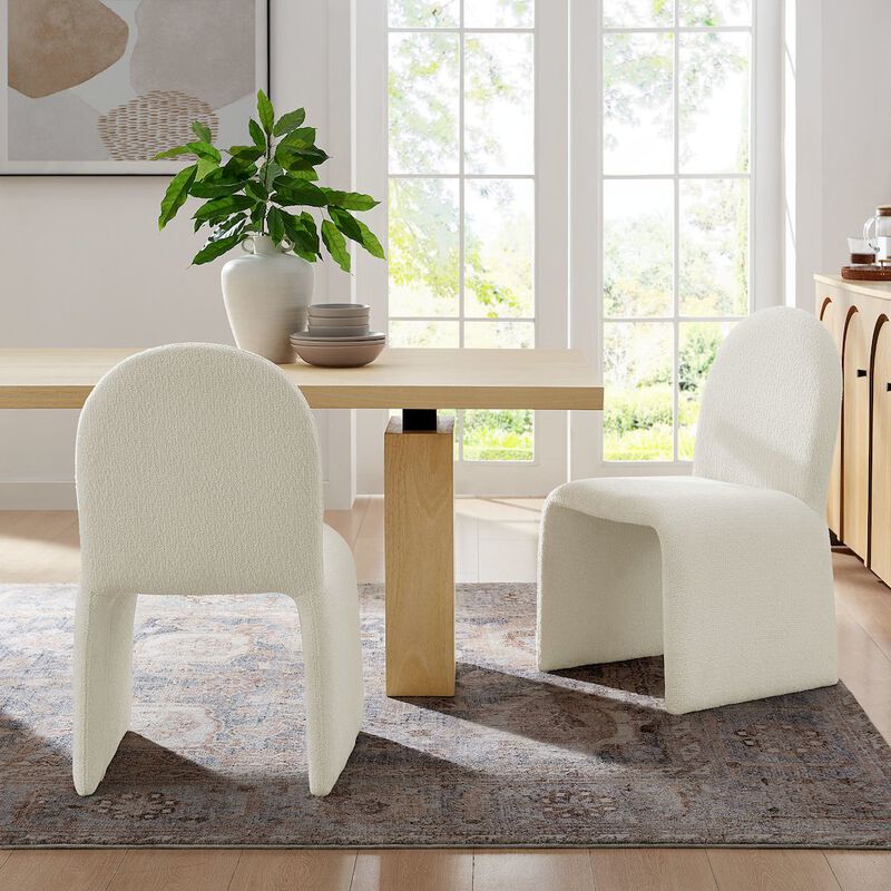 Junia Boucle Upholstered Arch Armless Dining Chair image number 8