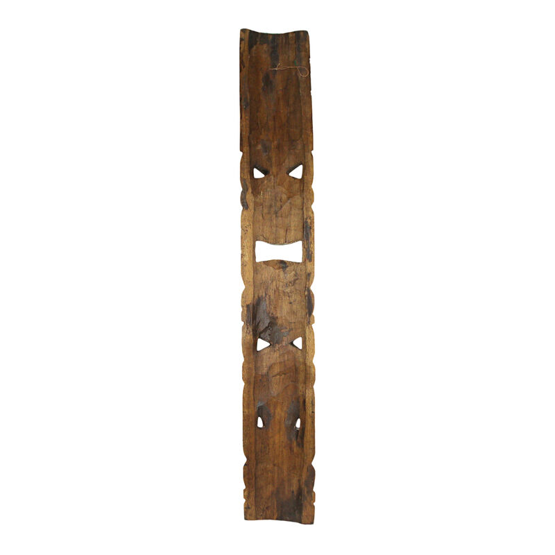 Set of 5 Double Tiki Mask Totem Wall Decor Hand Carved Tribal Sculpture 40 Inch image number 2