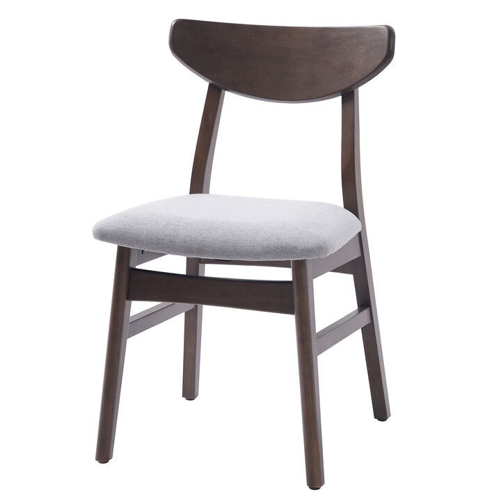 Whisen 2-Piece 19.8inch Upholstered Dining Chairs, Solid Rubber Wood Mid-Century Modern for Living Room Kitchen